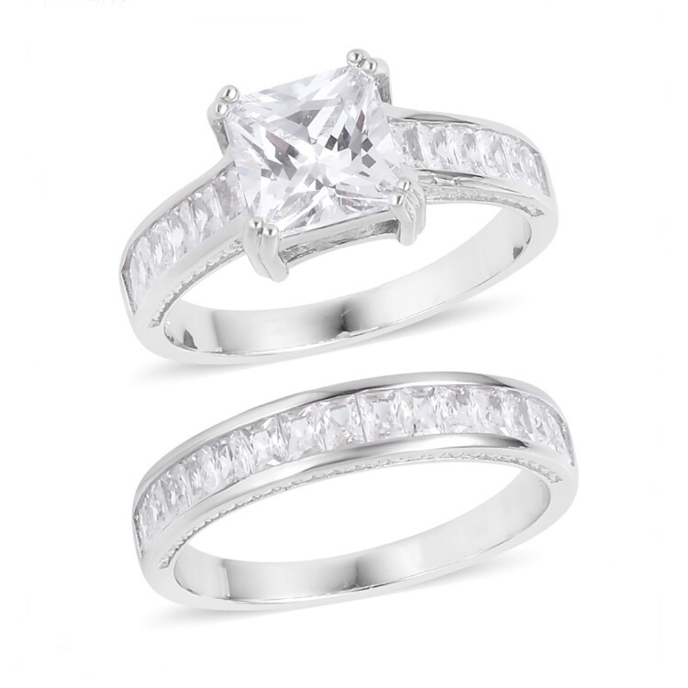 NWT CZ Simulated Diamond Sterling Silver Ring Set